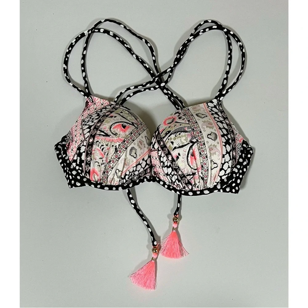 Victoria’s Secret ‘The Gorgeous’ Paisley Polka Dot Push-Up Bikini Top 34C 🌸✨ - Picture 2 of 6